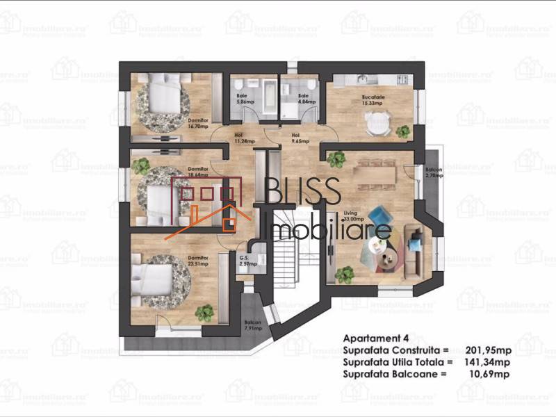 Apartament de Vanzare Herastrau | Nordului - 4 Camere - ID:62241 | Bliss Imobiliare / Photo 19 - BLISS Imobiliare